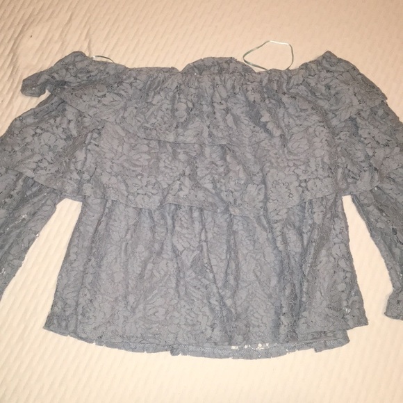 Sugarlips Tops - Sugar+lips M blue lace ruffle off the shoulder top